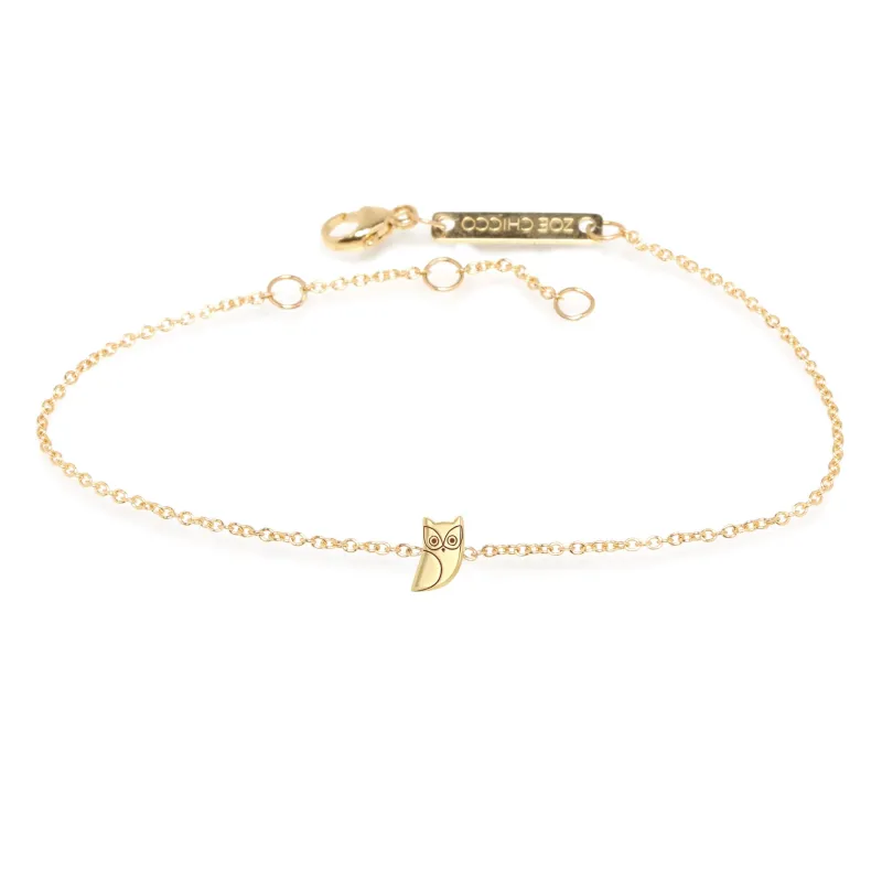 14k Itty Bitty Owl Bracelet made by Zoe Chicco
