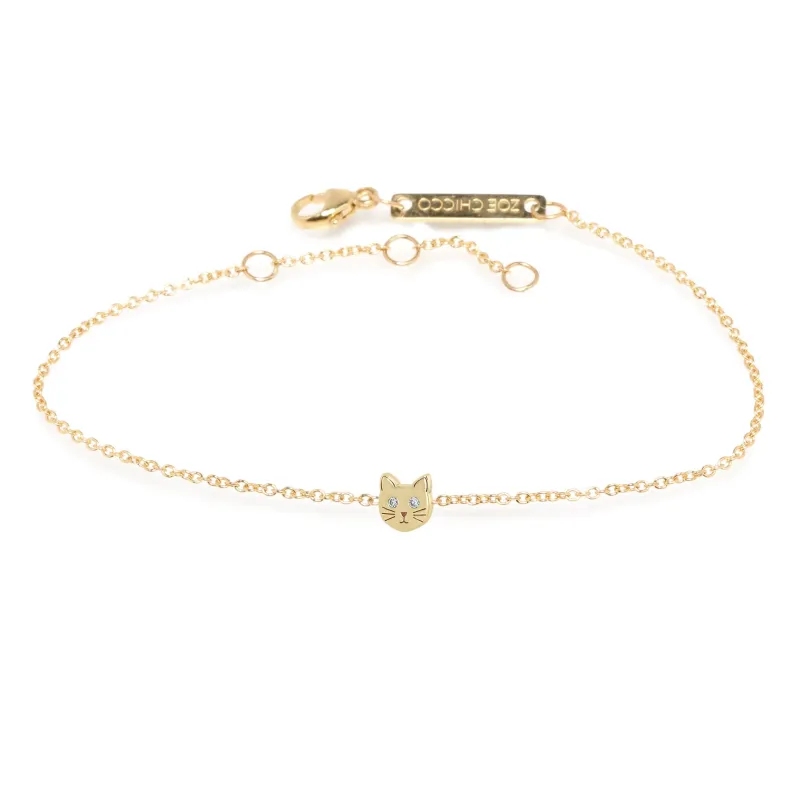 14k Itty Bitty Cat with Diamond Eyes Bracelet sold by Zoe Chicco