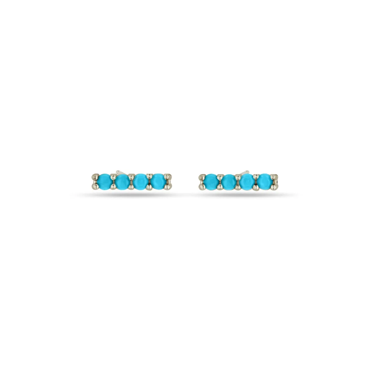 14k 4 Prong Turquoise Bar Studs sold by Zoe Chicco product image thumbnail 3