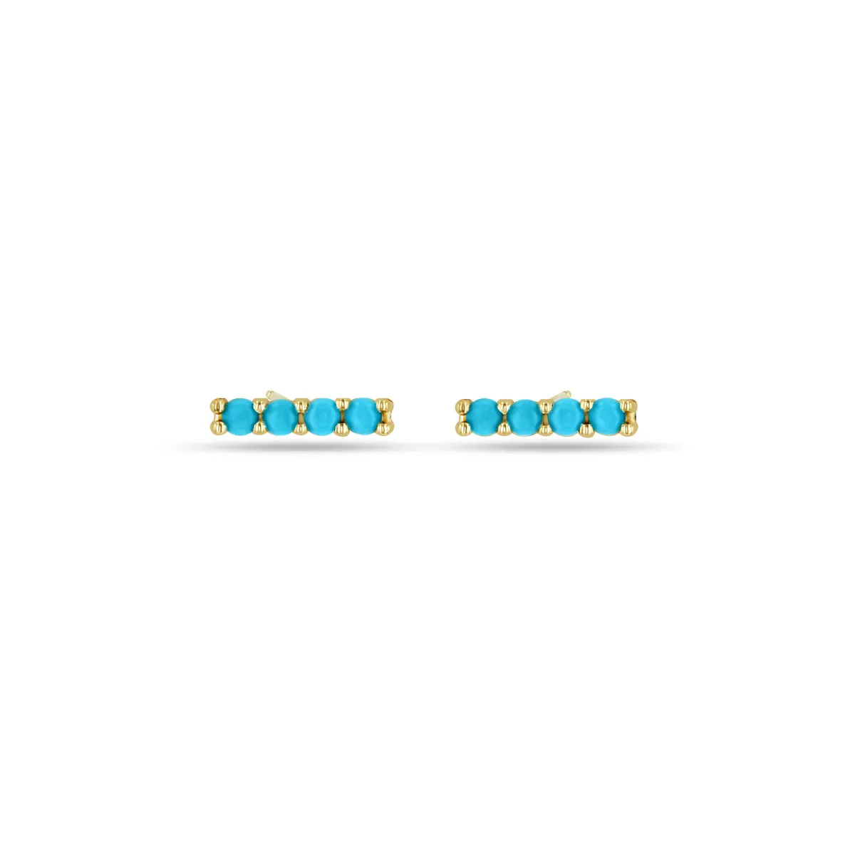 14k 4 Prong Turquoise Bar Studs sold by Zoe Chicco