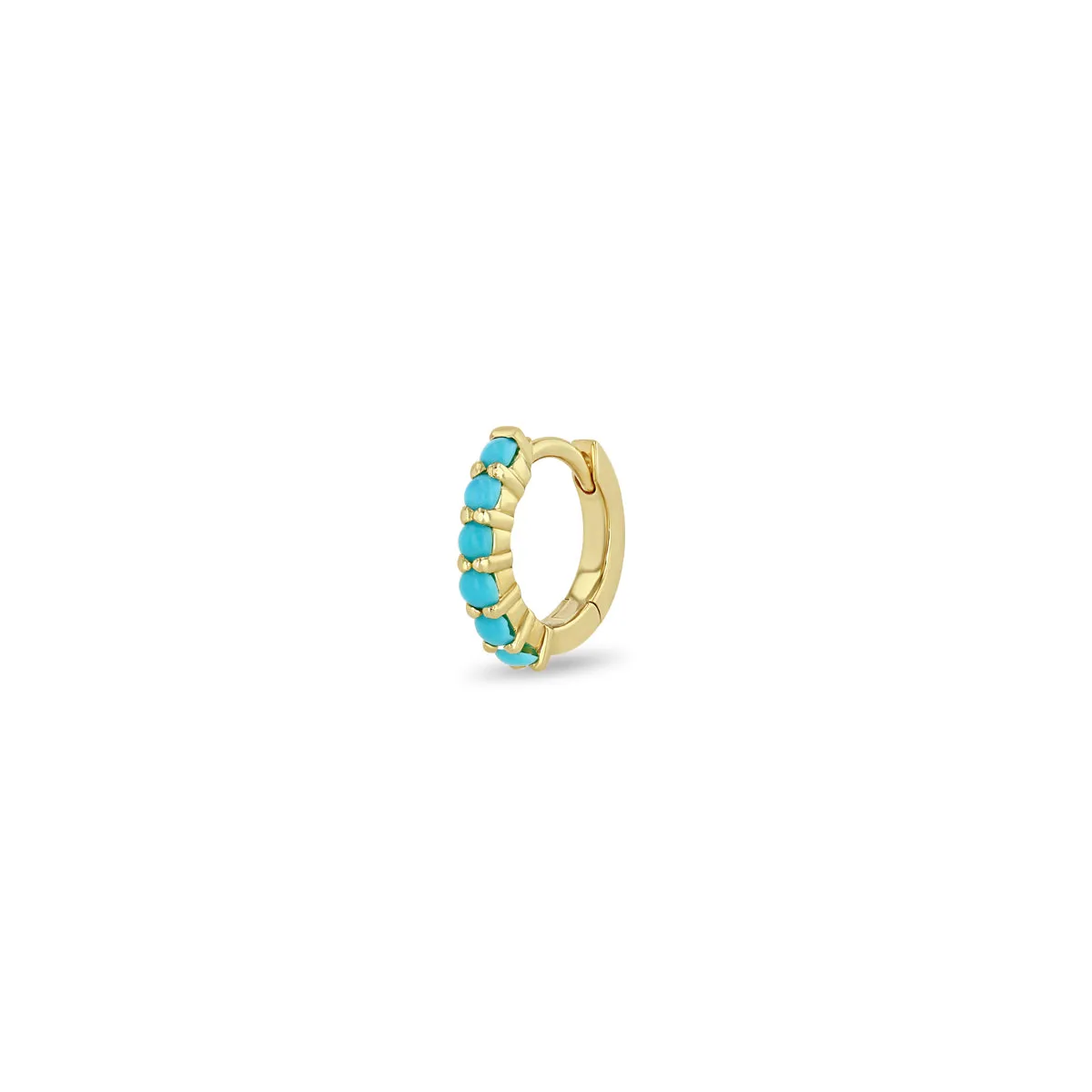 14k Prong Set Turquoise Small Hinge Huggie Hoops sold by Zoe Chicco product image thumbnail 5
