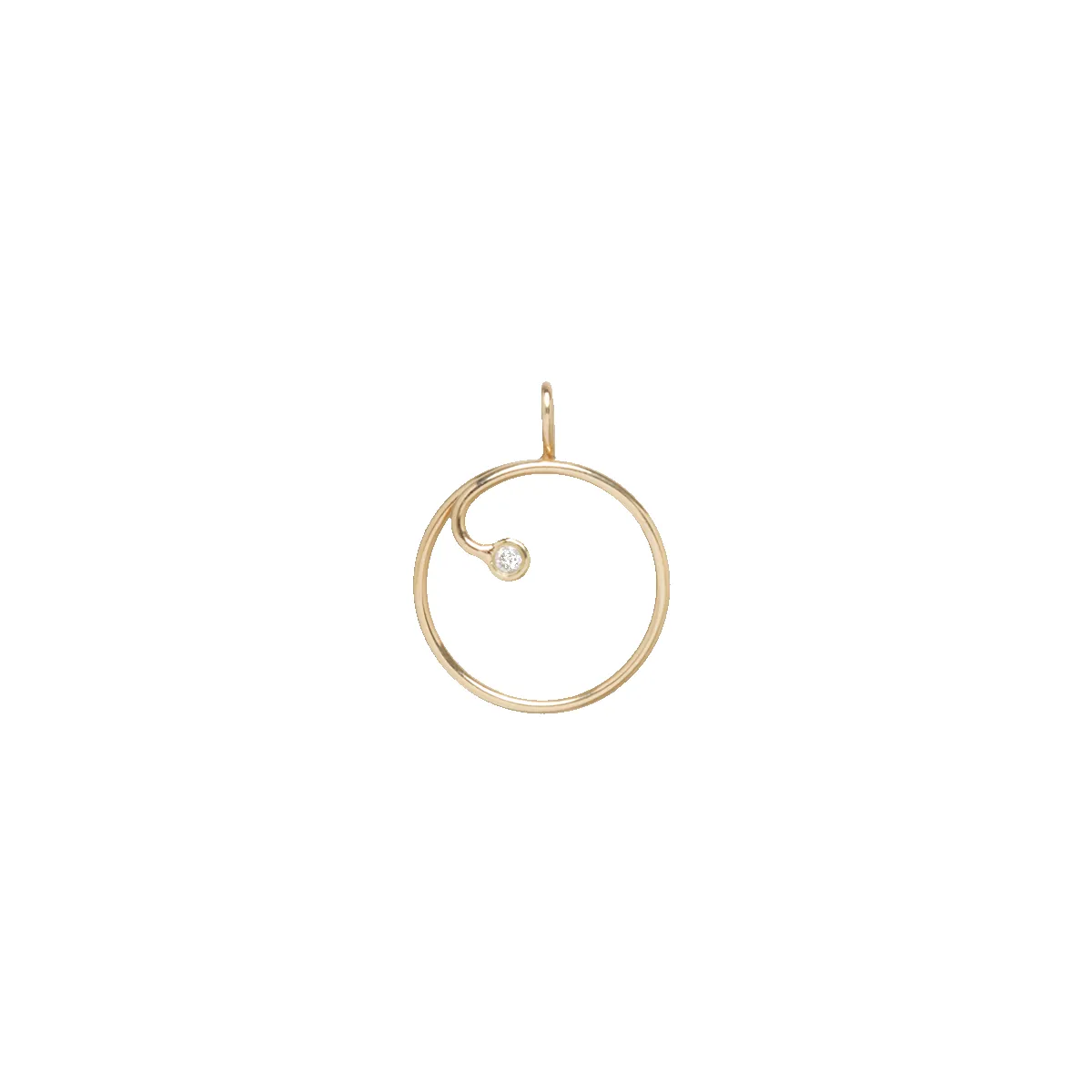 14k Circle Charm Holder with Diamond sold by Zoe Chicco