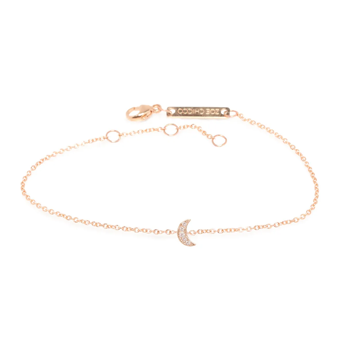 14k Itty Bitty Pavé Diamond Crescent Moon Bracelet sold by Zoe Chicco product image thumbnail 2