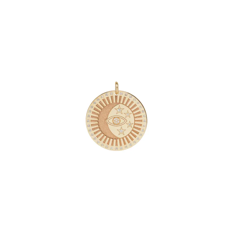 14k Large Celestial Protection Medallion Charm sold by Zoe Chicco