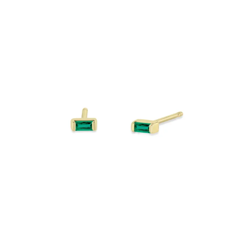 14k Small Emerald Baguette Studs sold by Zoe Chicco