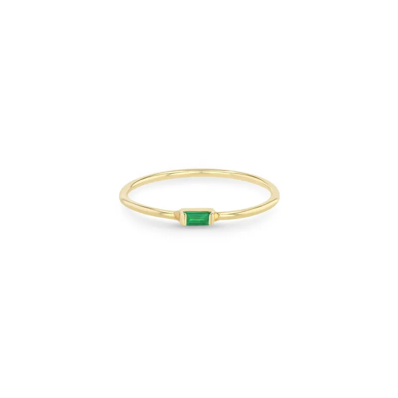 14k Horizontal Emerald Baguette Ring sold by Zoe Chicco