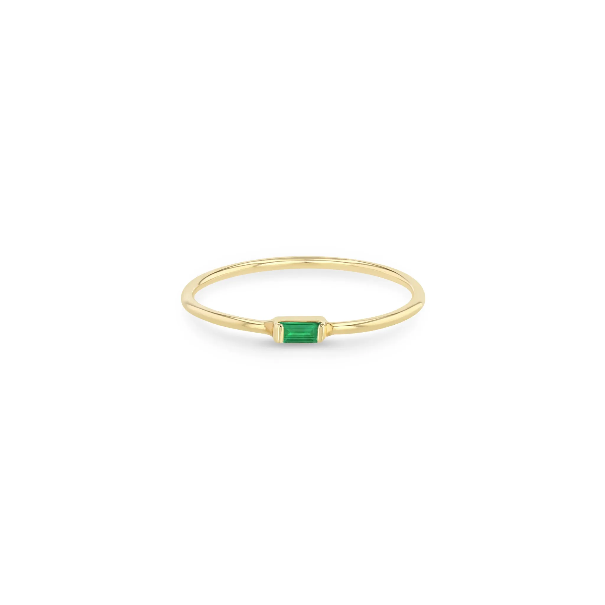 14k Horizontal Emerald Baguette Ring sold by Zoe Chicco
