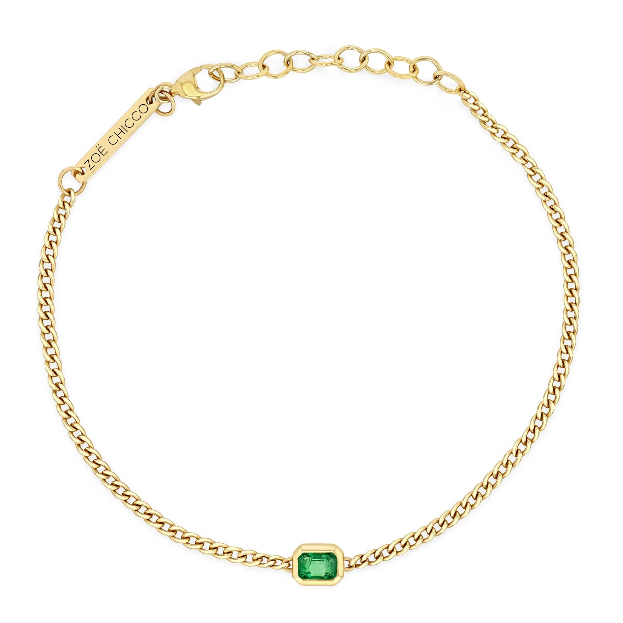 14k Emerald Cut Emerald XS Curb Chain Bracelet sold by Zoe Chicco product image thumbnail 4