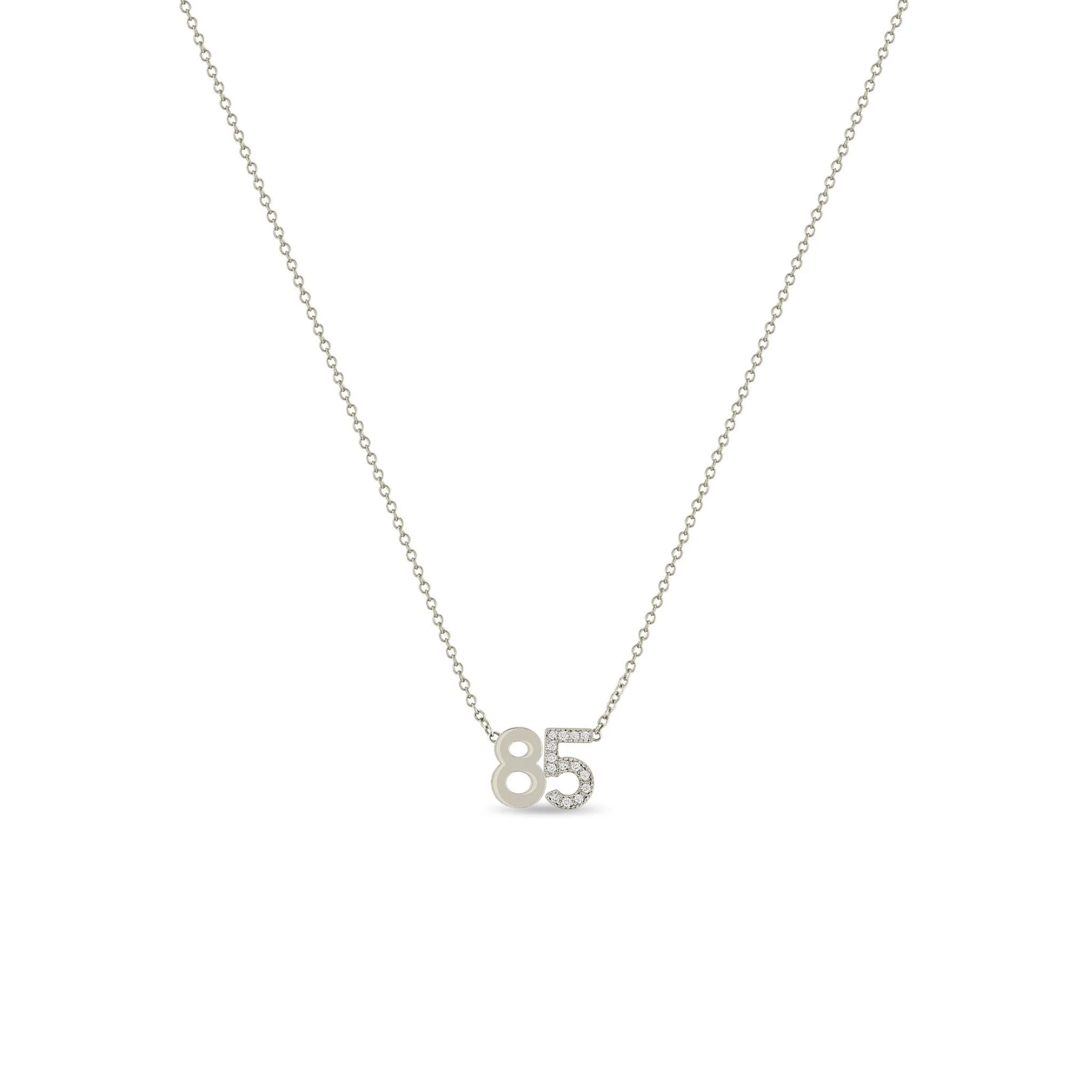 14k Custom Gold Number Necklace with 1 Pavé Diamond Digit sold by Zoe Chicco product image thumbnail 5