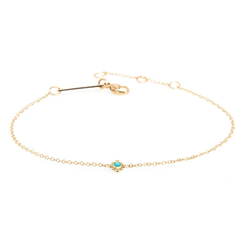 14k Tiny Bead Turquoise Starburst Bracelet sold by Zoe Chicco