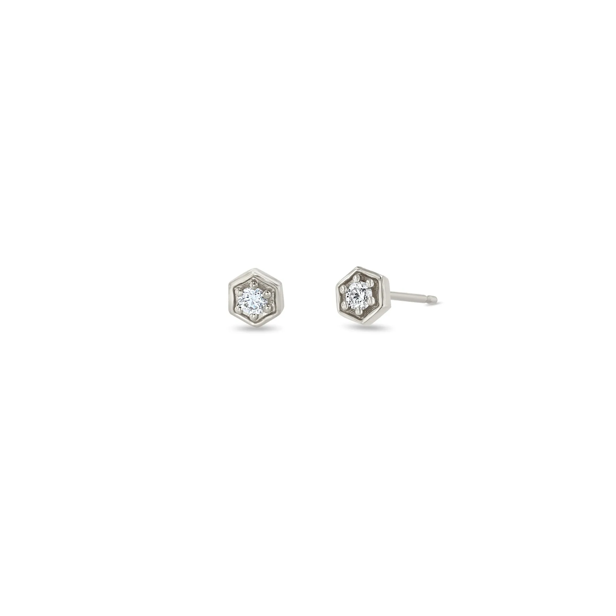 14k Gold Diamond Hexagon Studs sold by Zoe Chicco product image thumbnail 5