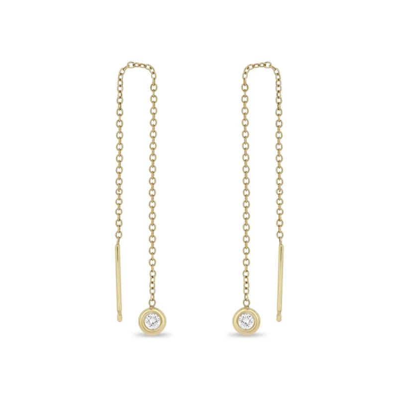 14k Floating Diamond Threader Earrings sold by Zoe Chicco