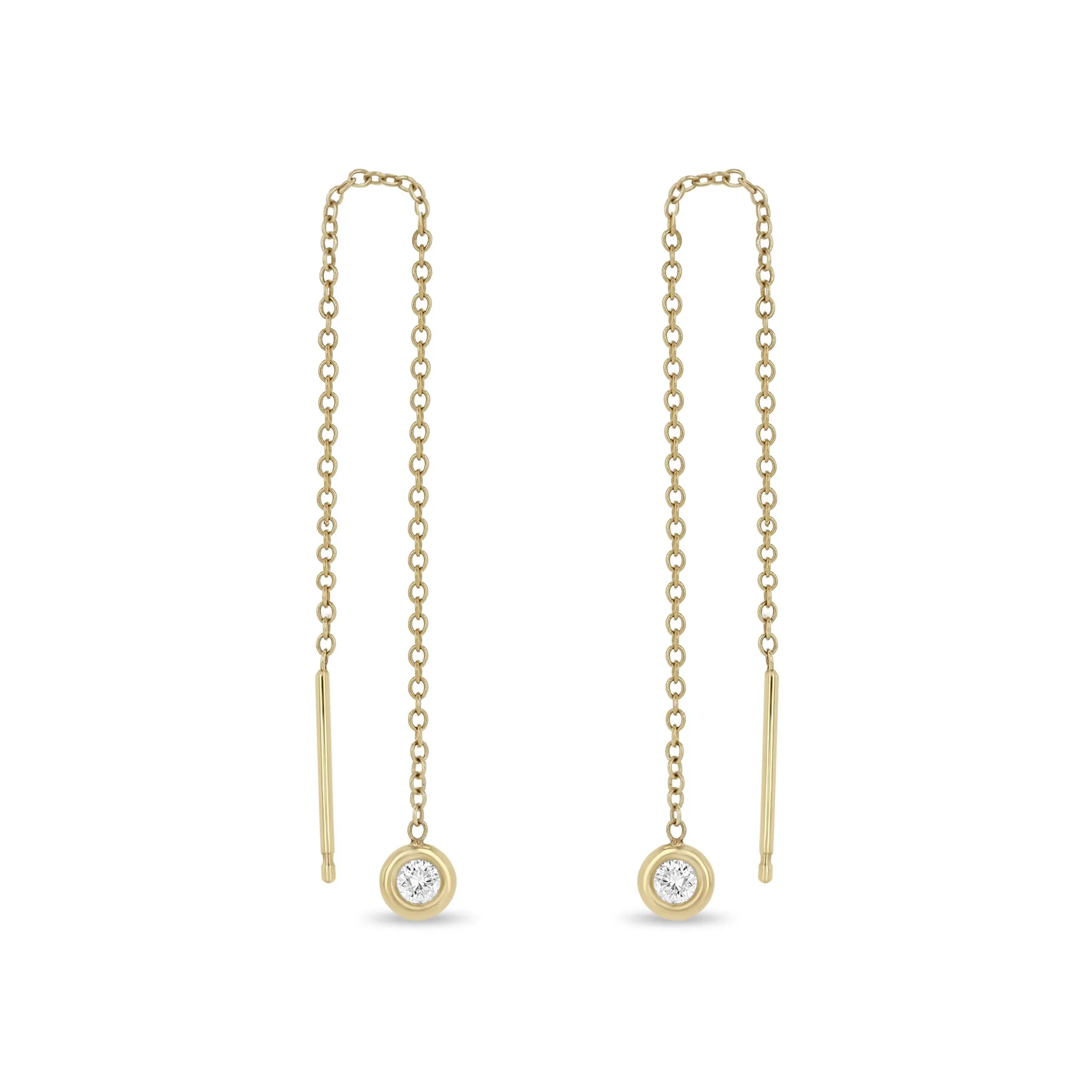 14k Floating Diamond Threader Earrings sold by Zoe Chicco
