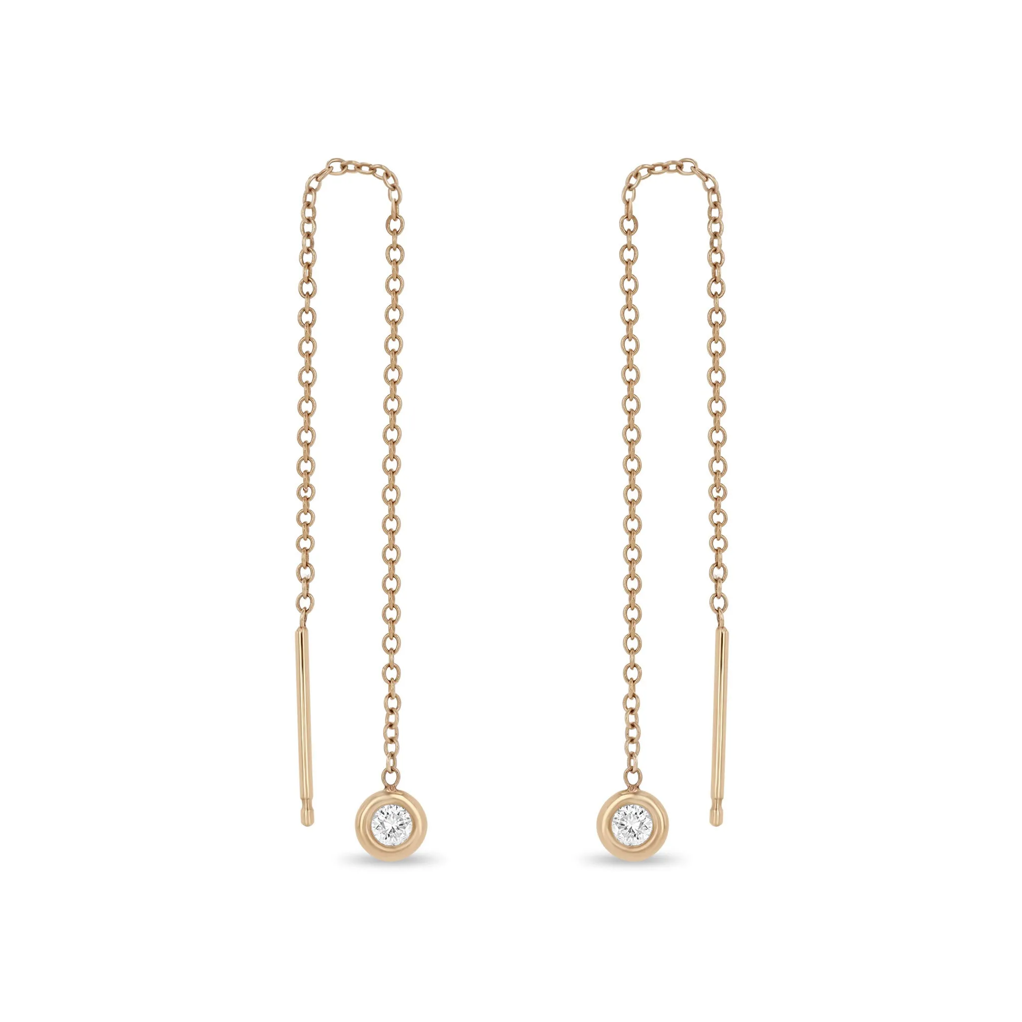 14k Floating Diamond Threader Earrings sold by Zoe Chicco product image thumbnail 4