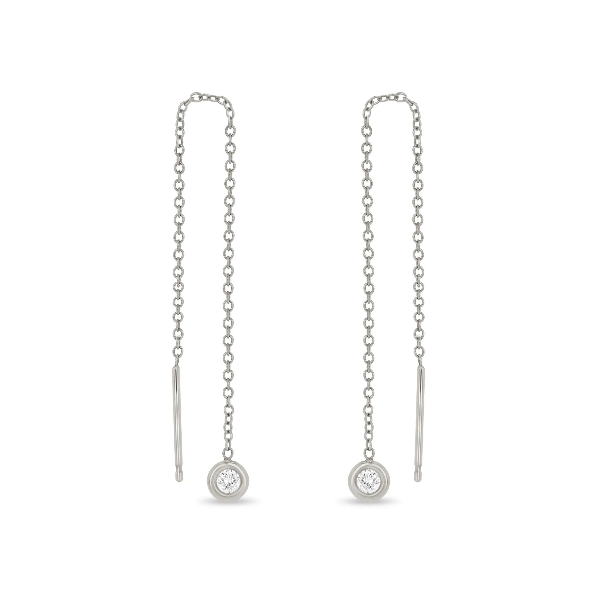14k Floating Diamond Threader Earrings sold by Zoe Chicco product image thumbnail 5