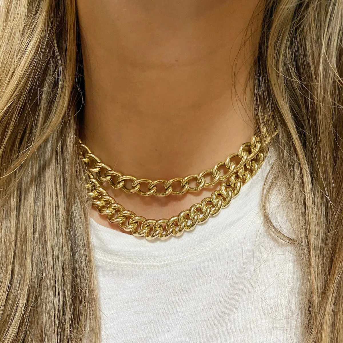 14k Gold XXL Open Link Curb Chain Necklace sold by Zoe Chicco product image thumbnail 5