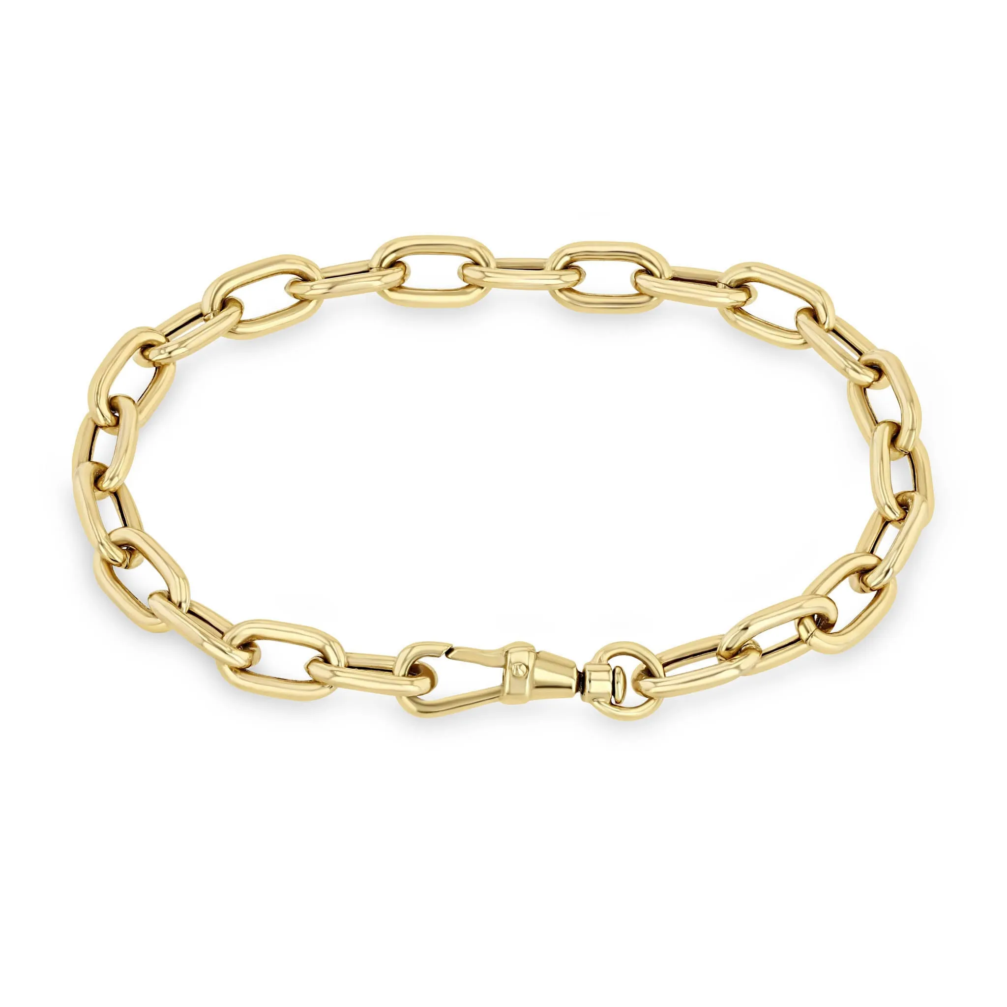 14k Gold Extra Large Square Oval Link Bracelet with Swivel Clasp sold by Zoe Chicco
