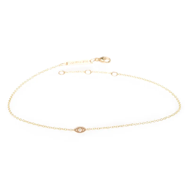 14k Itty Bitty Diamond Evil Eye Anklet sold by Zoe Chicco