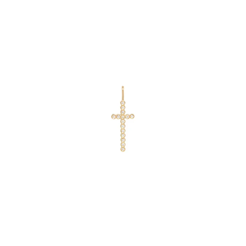 14k Diamond Bezel Cross Charm Pendant sold by Zoe Chicco