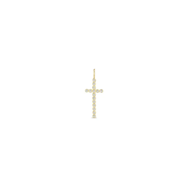 14k Single Diamond Bezel Cross Charm Pendant sold by Zoe Chicco