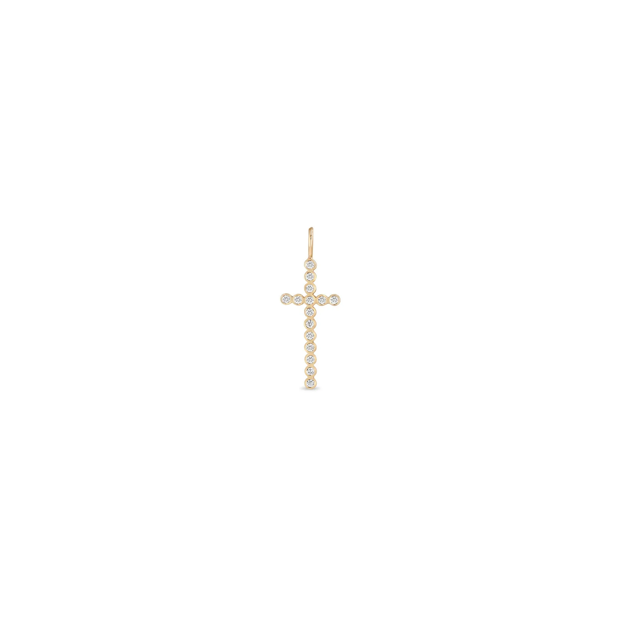 14k Single Diamond Bezel Cross Charm Pendant sold by Zoe Chicco product image thumbnail 3