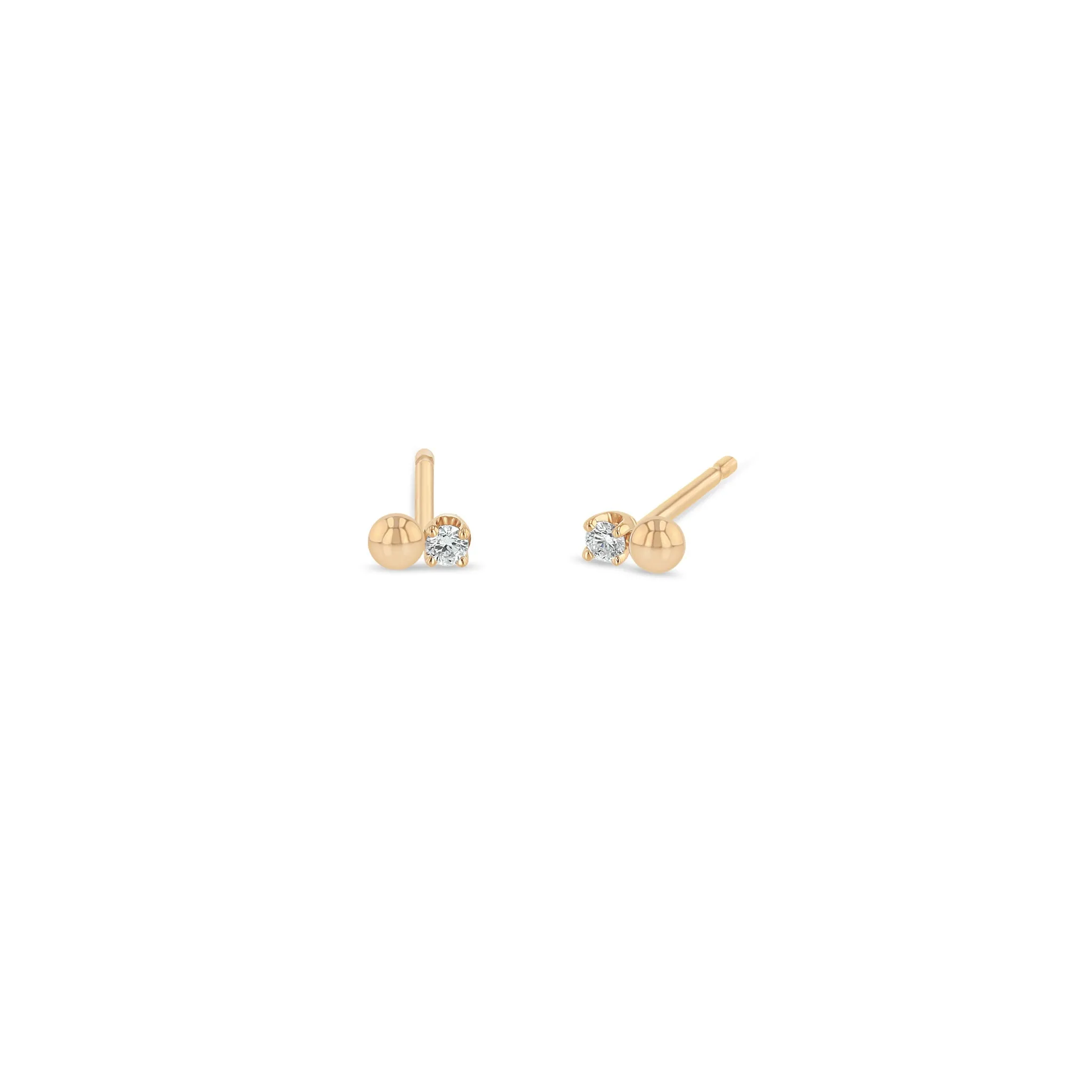 14k Single Tiny Gold Bead & Diamond Studs sold by Zoe Chicco product image thumbnail 5