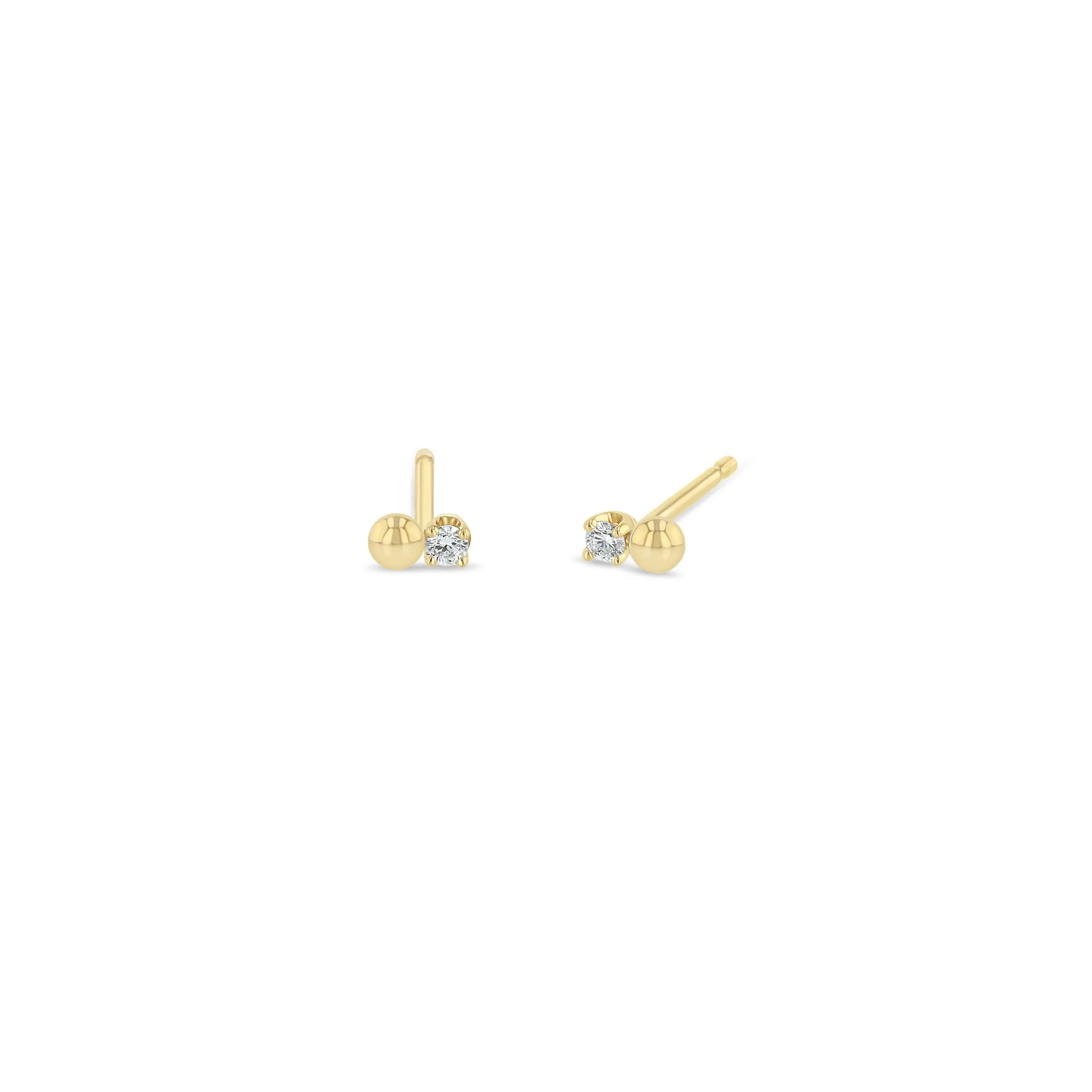 14k Single Tiny Gold Bead & Diamond Studs sold by Zoe Chicco