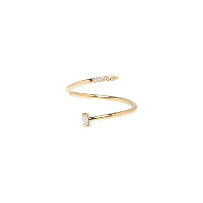14k Baguette & Pavé Diamond Bypass Ring sold by Zoe Chicco