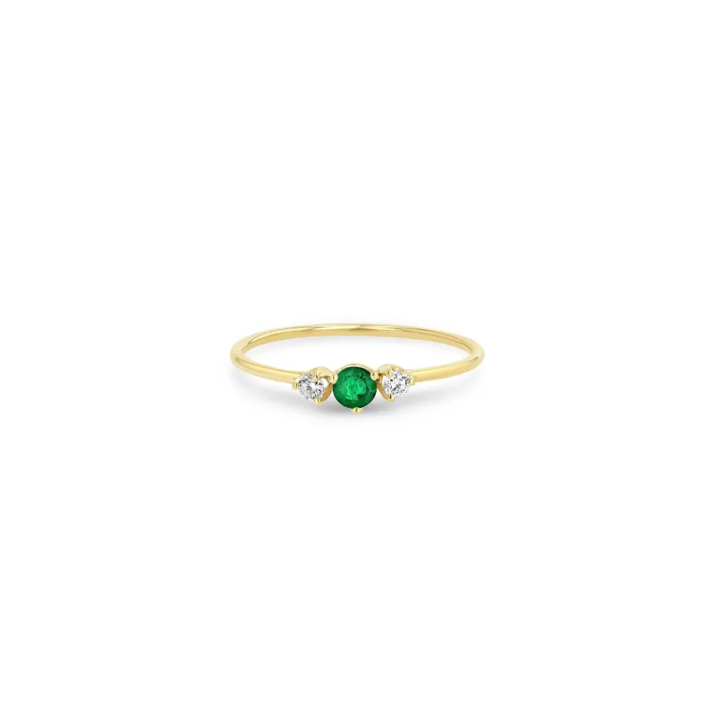 14k Prong Diamonds & Emerald Ring sold by Zoe Chicco