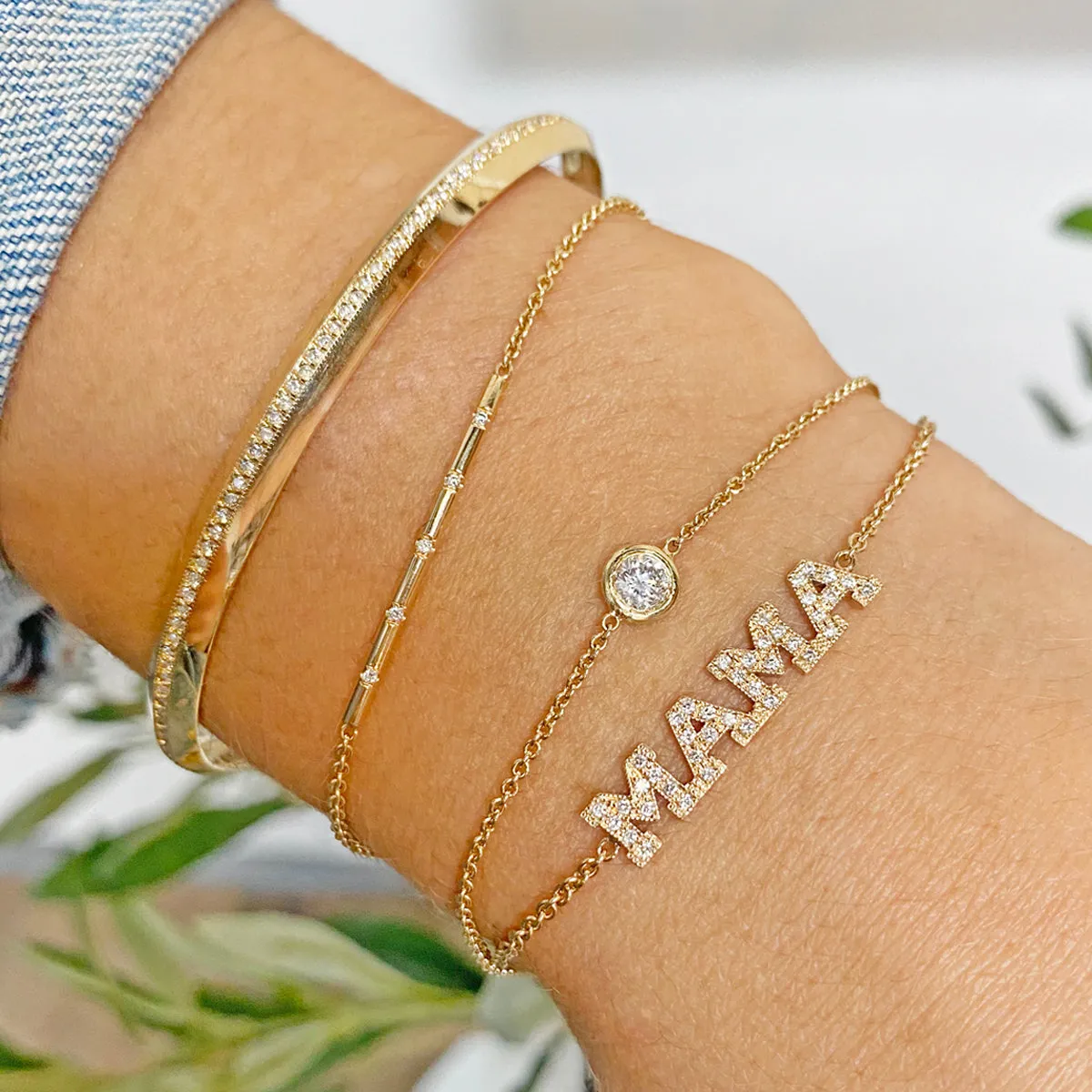 14k Pavé Diamond MAMA Bracelet sold by Zoe Chicco product image thumbnail 2