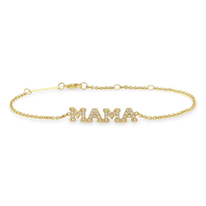 14k Pavé Diamond MAMA Bracelet sold by Zoe Chicco