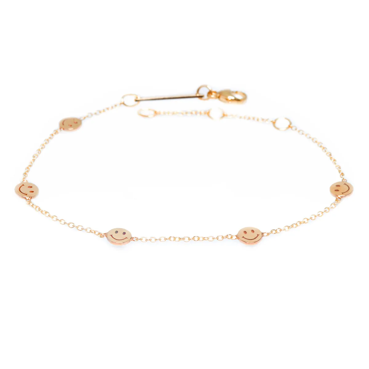 14k 5 Itty Bitty Smiley Face Station Bracelet sold by Zoe Chicco product image thumbnail 3