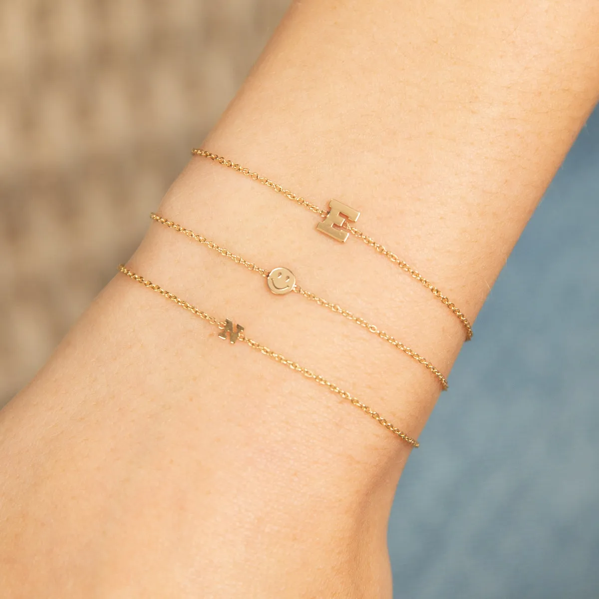 14k Itty Bitty Smiley Face Bracelet sold by Zoe Chicco product image thumbnail 2