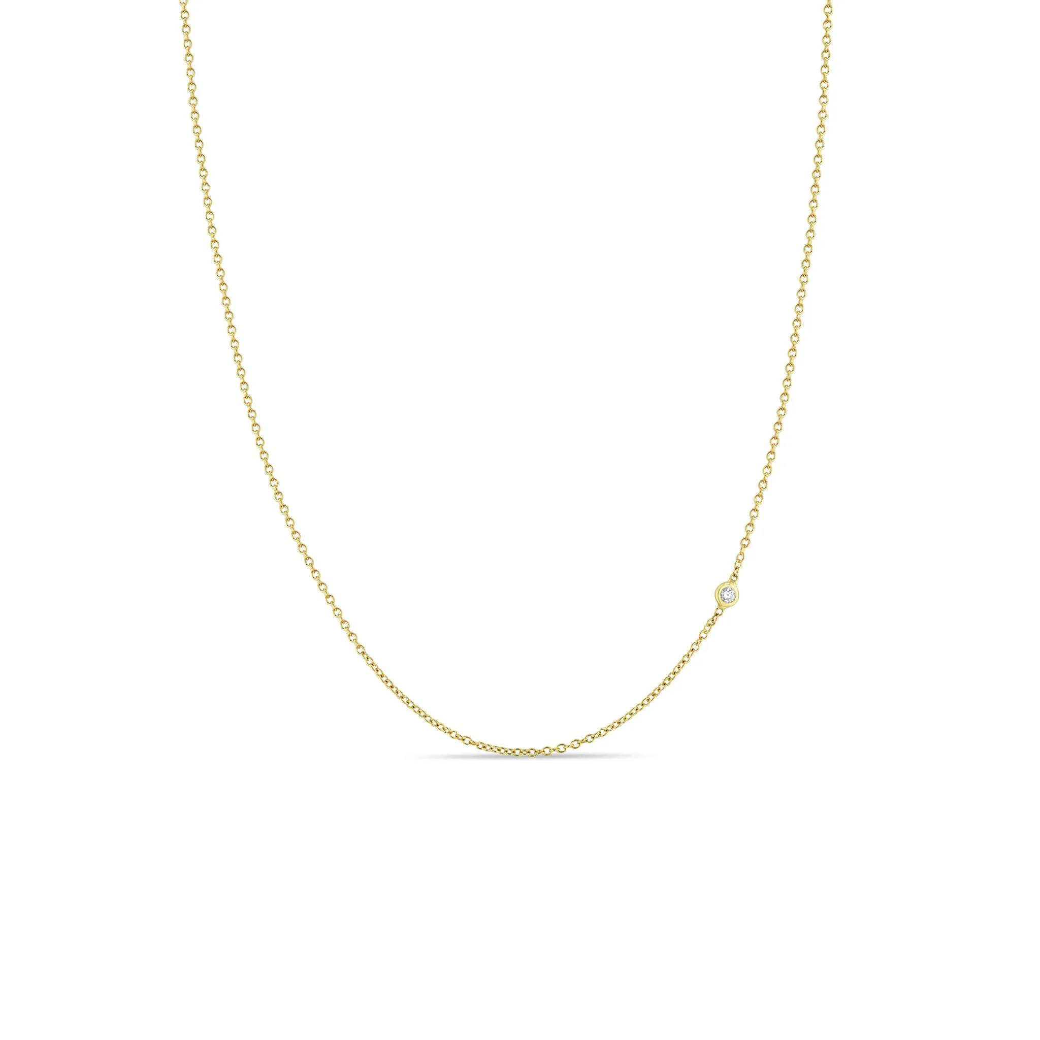 14k Gold Offset Floating Diamond Chain Necklace sold by Zoe Chicco