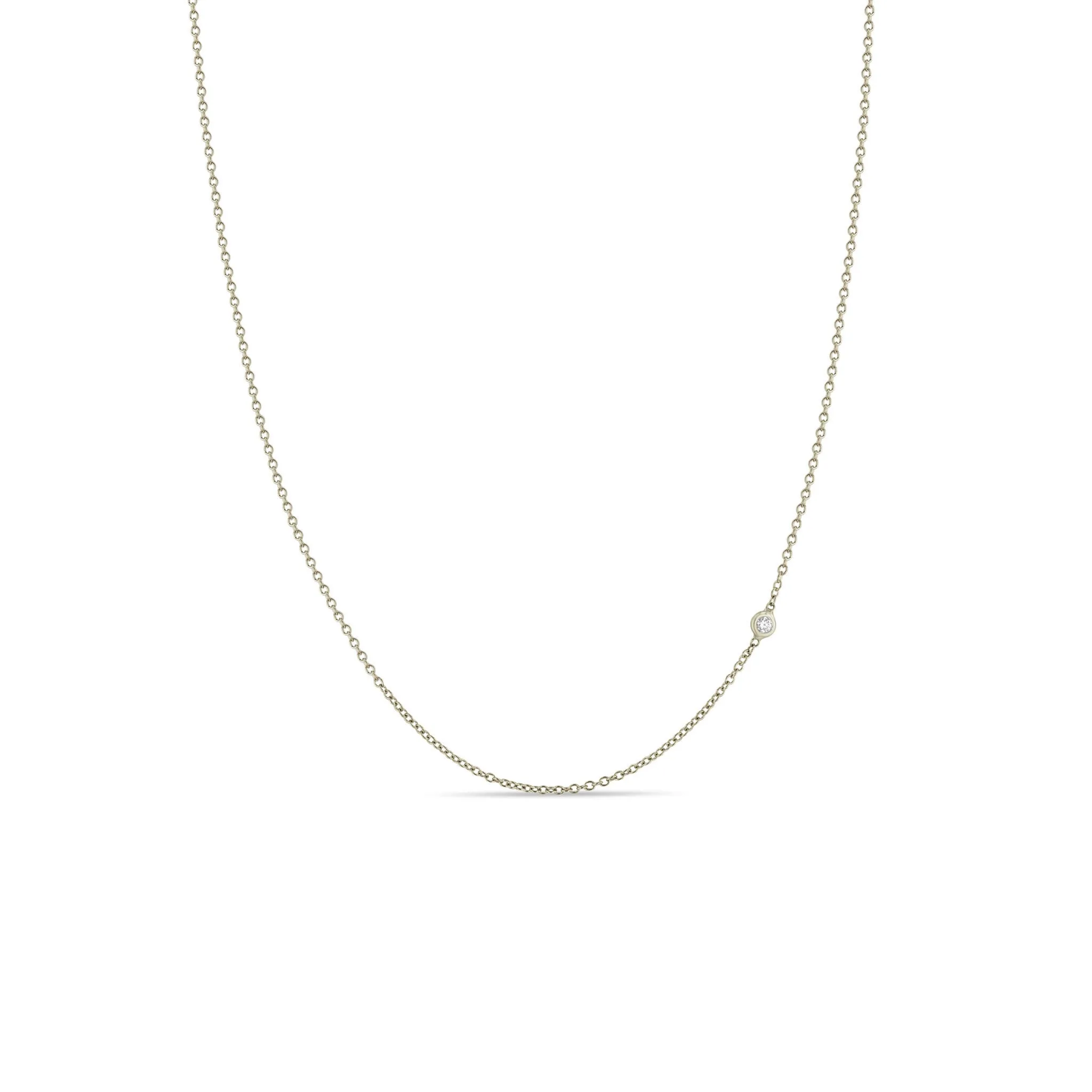 14k Gold Offset Floating Diamond Chain Necklace sold by Zoe Chicco product image thumbnail 3