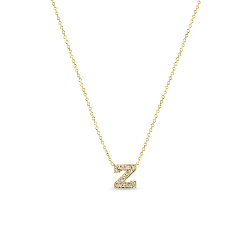 14k Large Pavé Diamond Initial Letter Necklace sold by Zoe Chicco