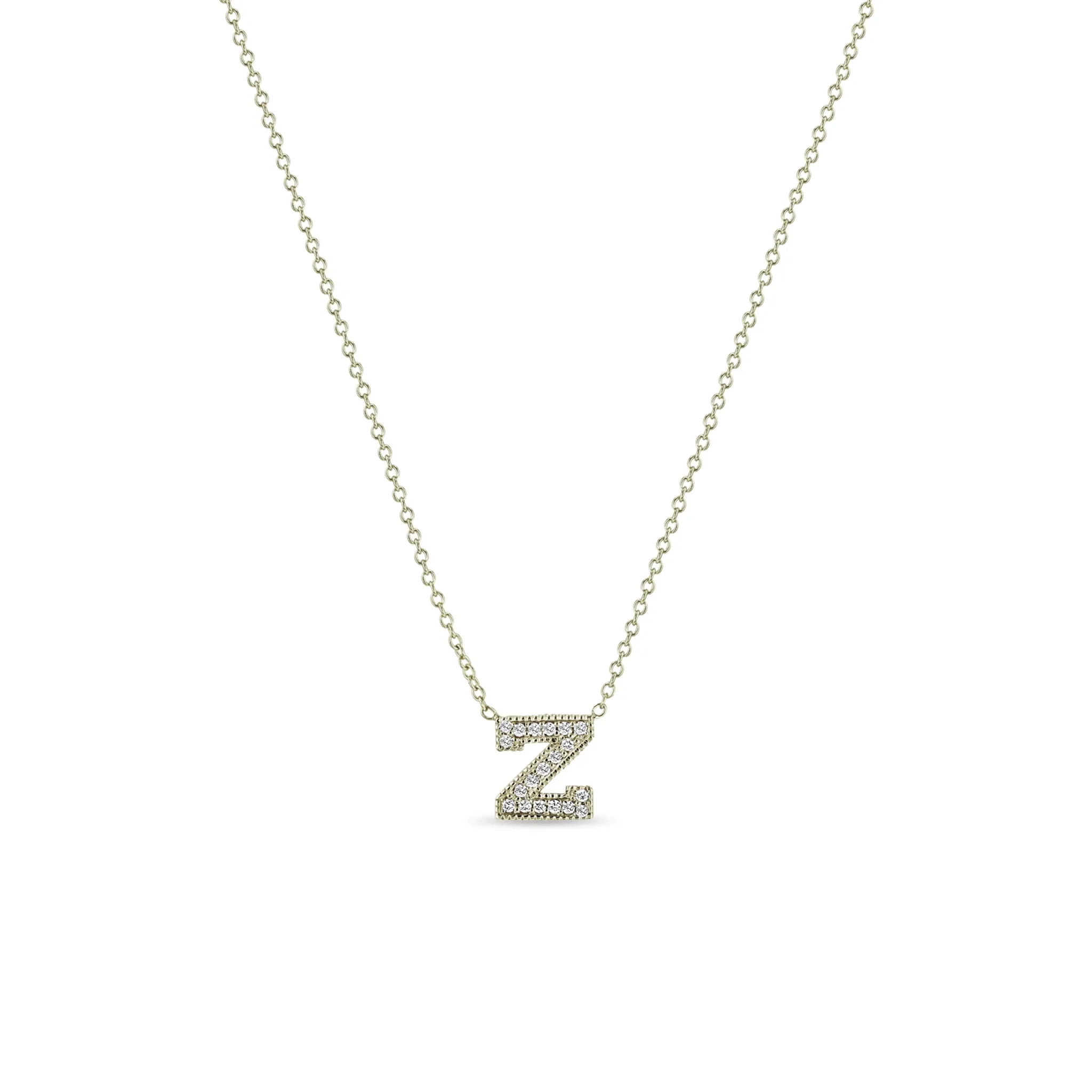14k Large Pavé Diamond Initial Letter Necklace sold by Zoe Chicco product image thumbnail 5