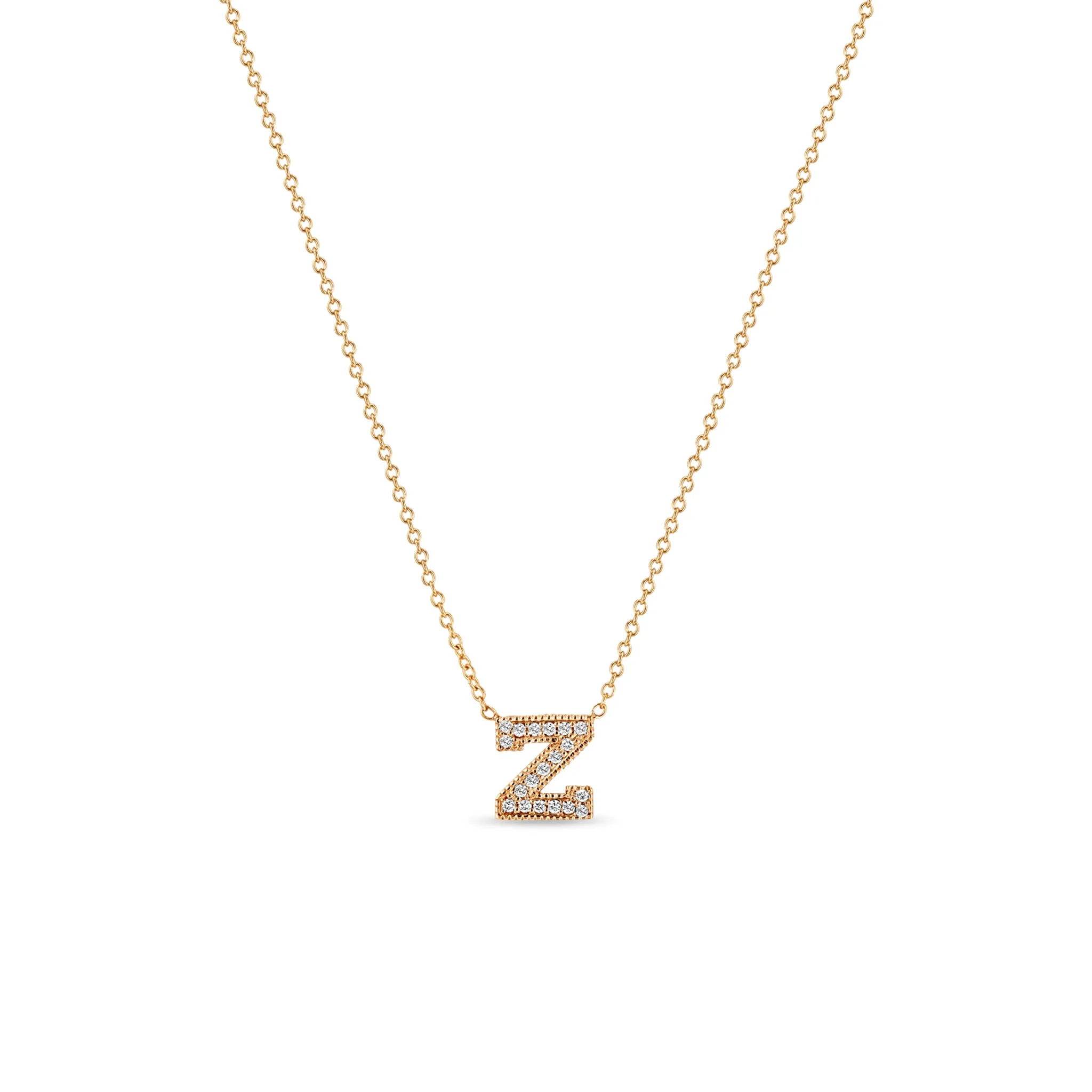14k Large Pavé Diamond Initial Letter Necklace sold by Zoe Chicco product image thumbnail 4