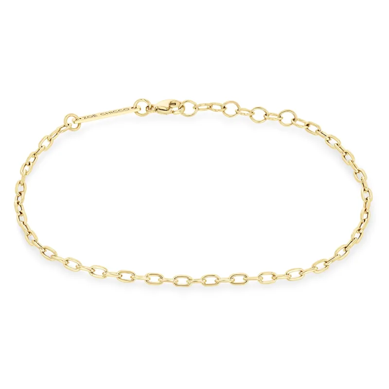 14k Small Square Oval Link Chain Bracelet sold by Zoe Chicco