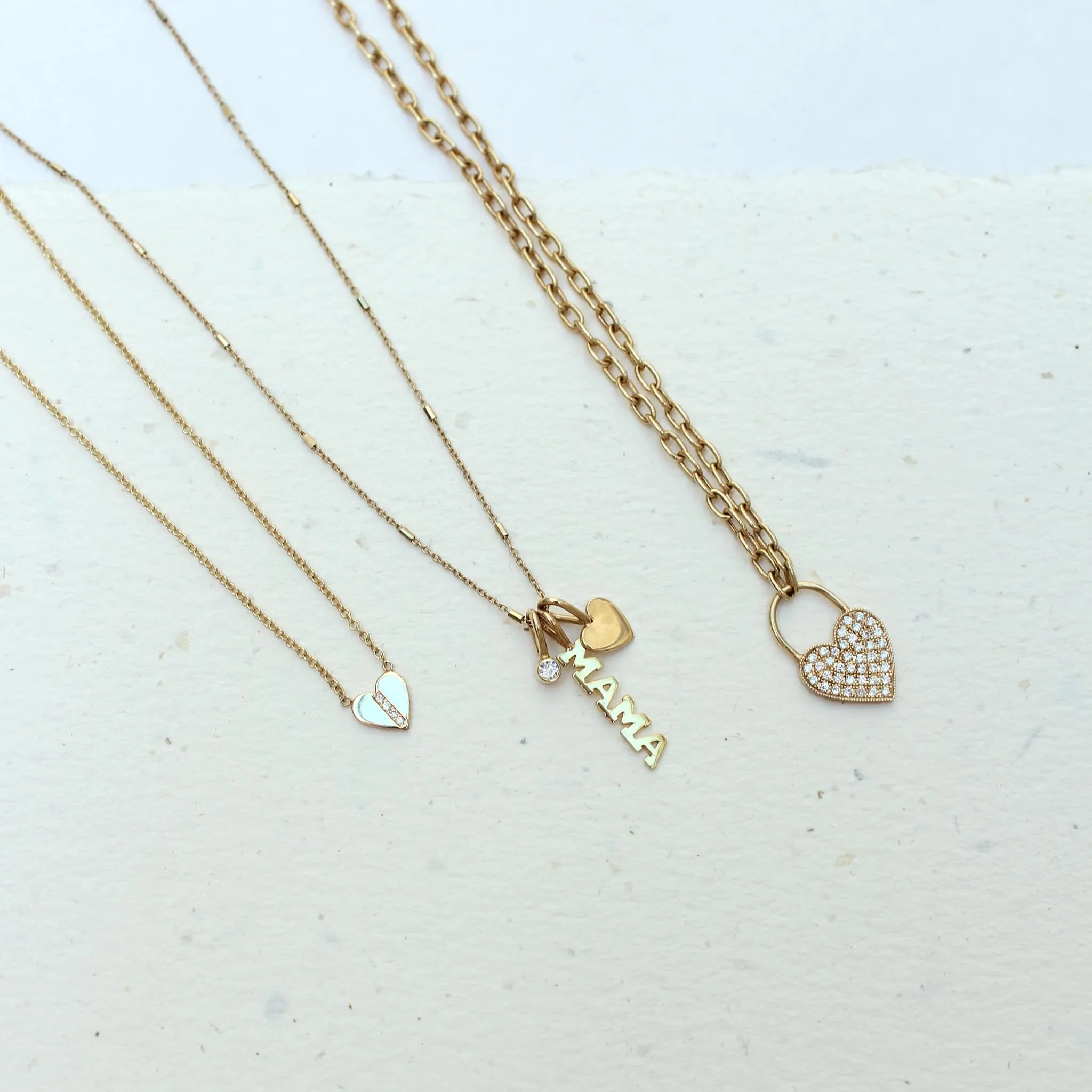 14k MAMA Charm Necklace with Heart & Diamond sold by Zoe Chicco product image thumbnail 2