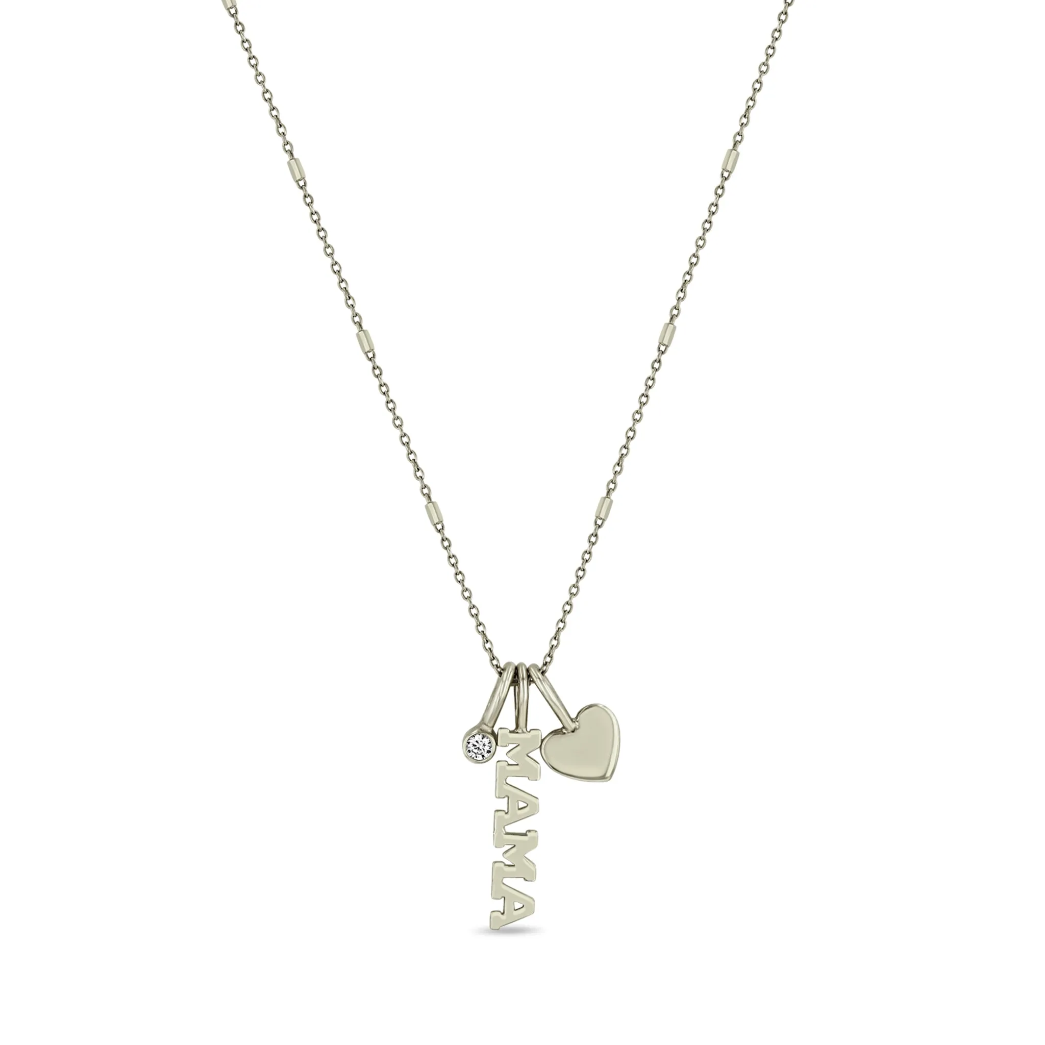 14k MAMA Charm Necklace with Heart & Diamond sold by Zoe Chicco product image thumbnail 3