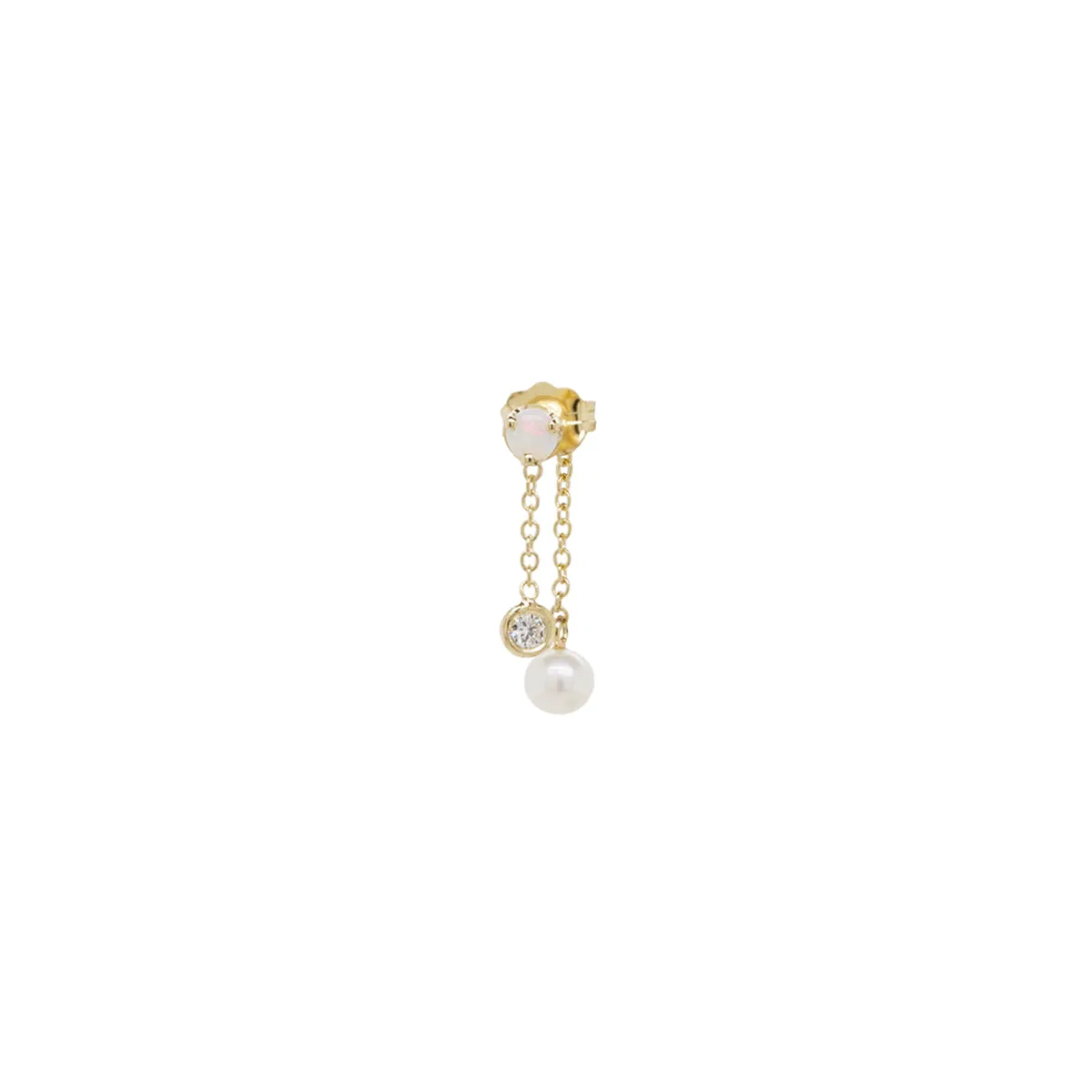14k Gold Opal, Diamond & Pearl Drop Earrings sold by Zoe Chicco product image thumbnail 4