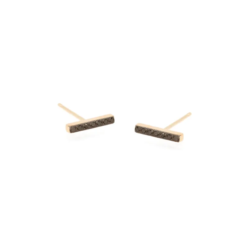 14k Pavé Black Diamond Bar Studs sold by Zoe Chicco