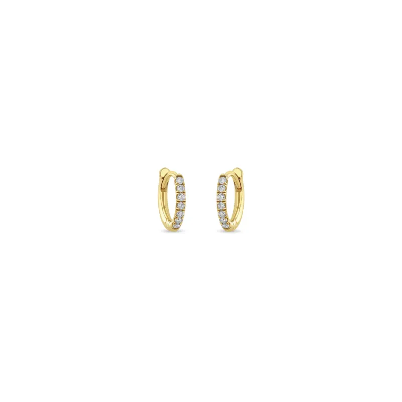 14k Pavé Diamond Hinge Huggie Hoops sold by Zoe Chicco
