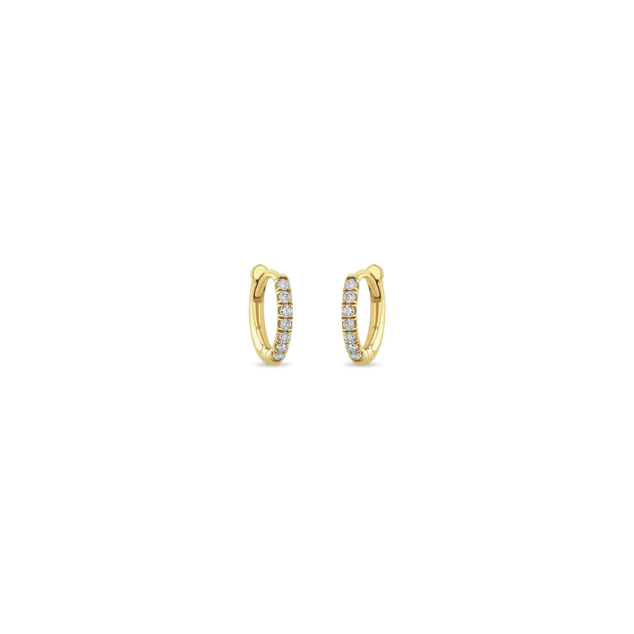 14k Pavé Diamond Hinge Huggie Hoops sold by Zoe Chicco