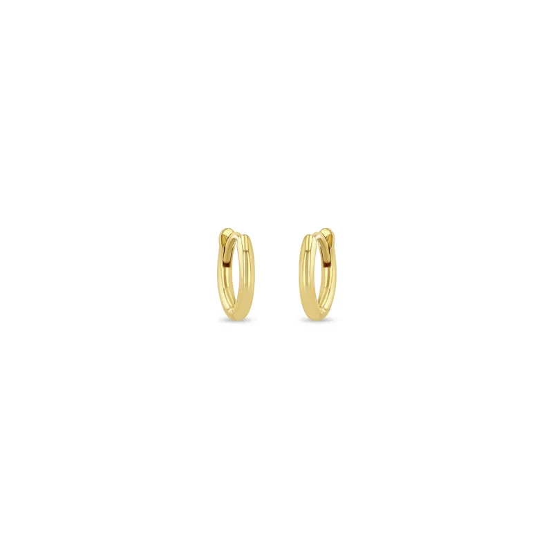 14k Gold Hinge Huggie Hoops sold by Zoe Chicco