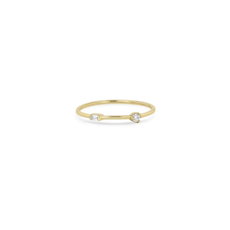 14k Baguette & Round Diamond Band Ring sold by Zoe Chicco