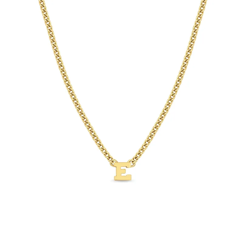 14k Curb Chain Initial Letter Necklace sold by Zoe Chicco
