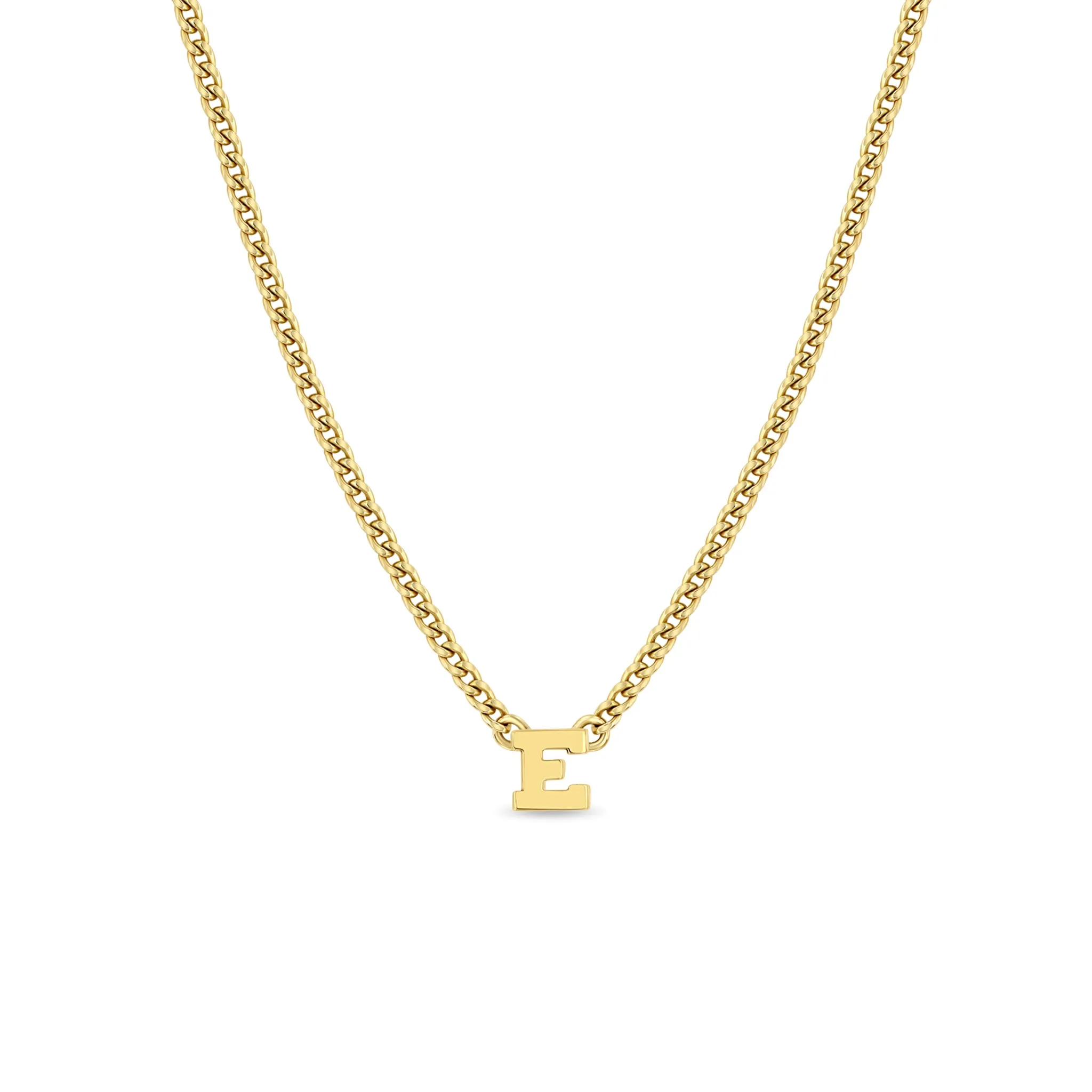 14k Curb Chain Initial Letter Necklace sold by Zoe Chicco