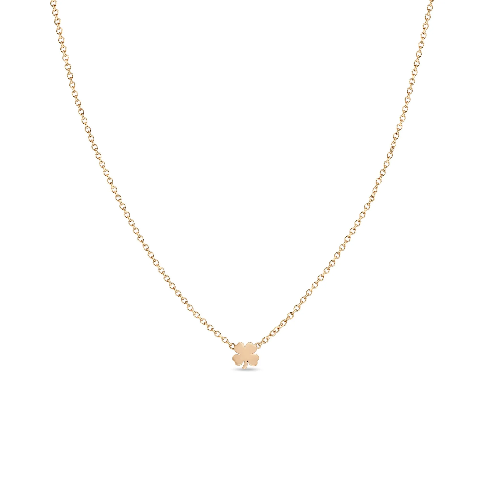 14k Itty Bitty Clover Necklace sold by Zoe Chicco product image thumbnail 2
